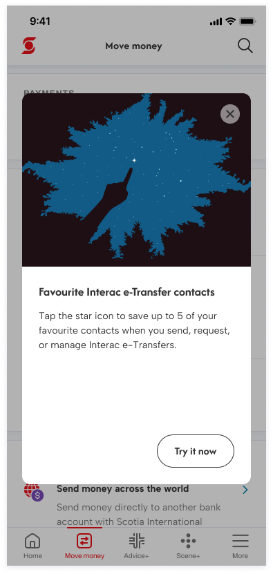 Helpful coachmark to inform users of the new feature.