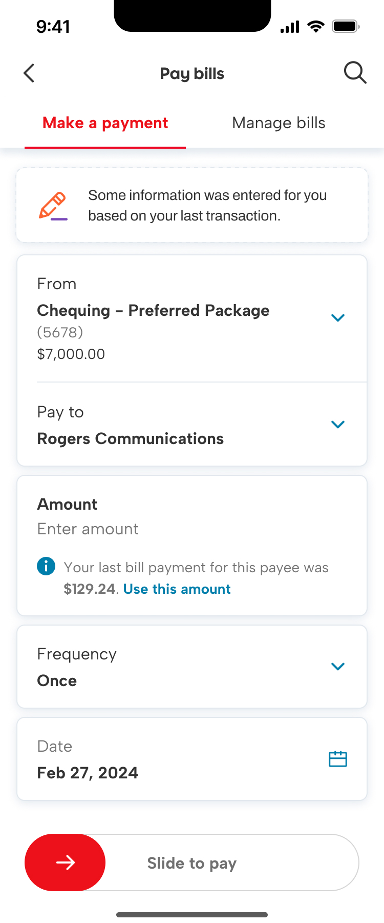 Disclosure that some information was autofilled