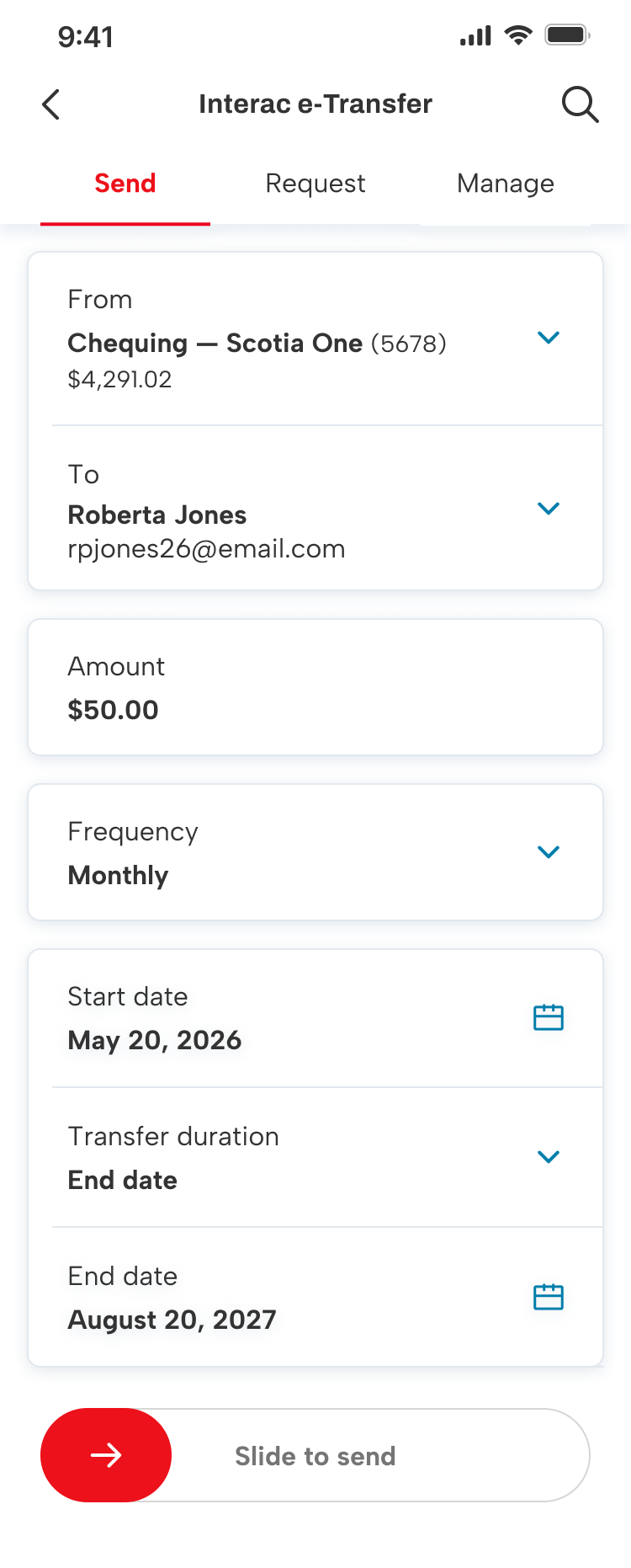 Form filled with detailed information